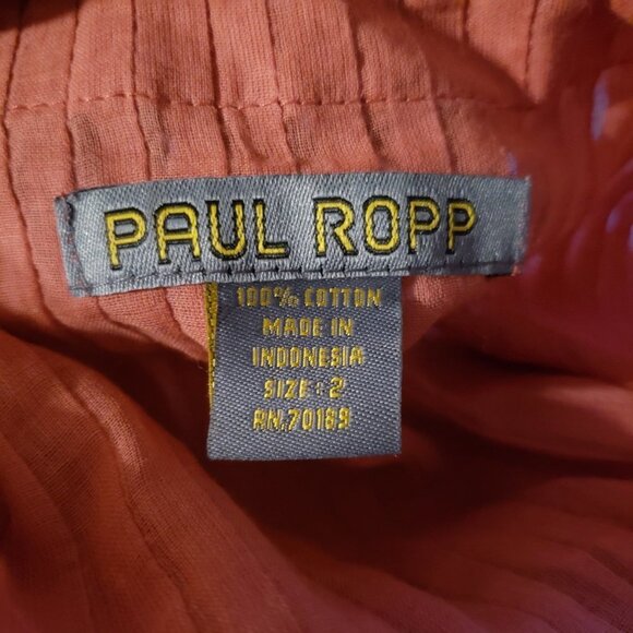 Vtg Paul Ropp Sz 2 Orange Sheer Flowy Center Button Top (952) - Picture 5 of 5